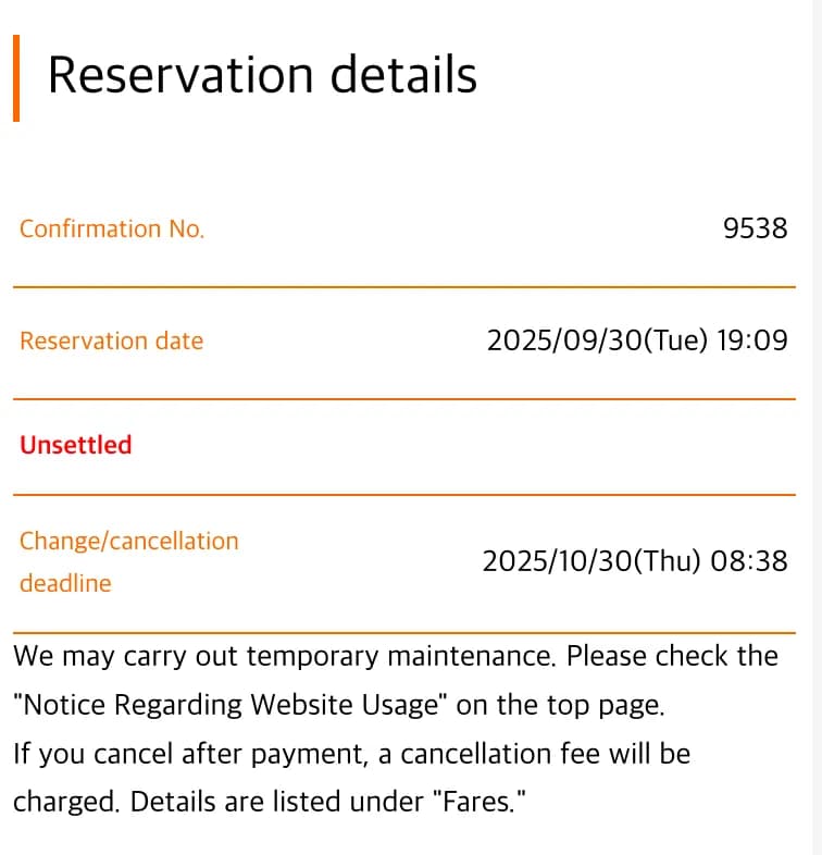 Kyushu bus booking details