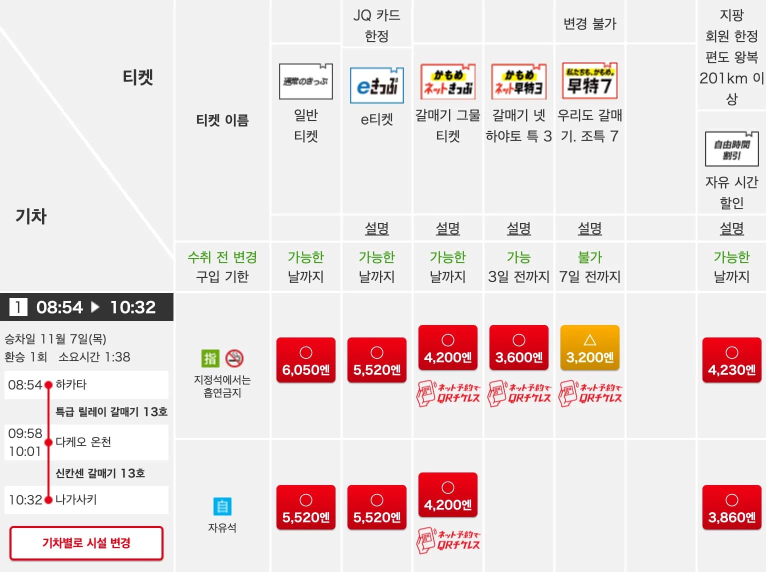 큐슈 열차 시간 검색