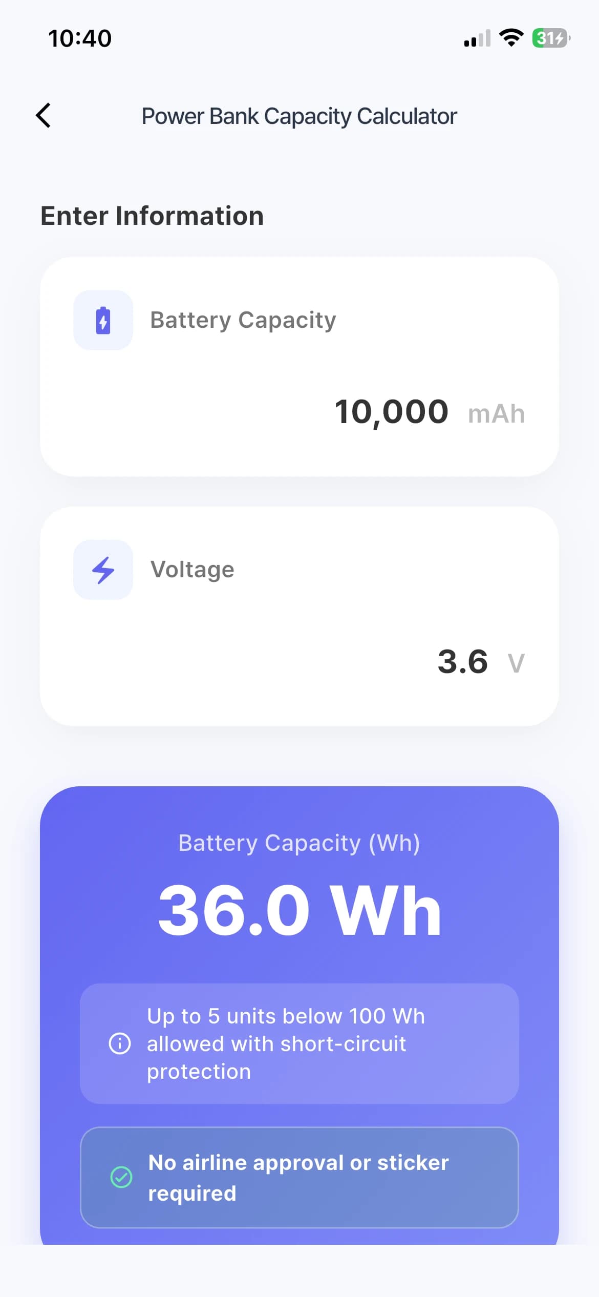 Battery Calculator
