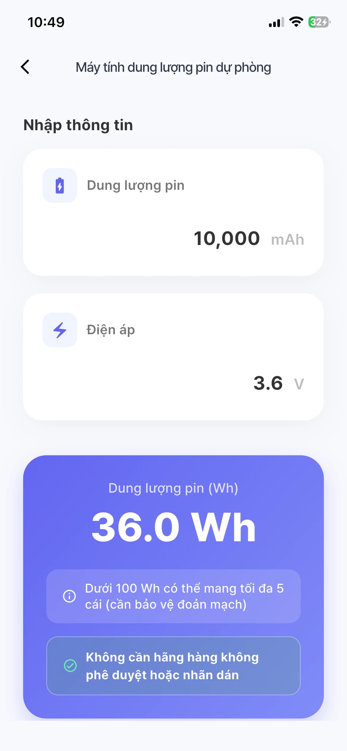 Máy tính pin sạc dự phòng