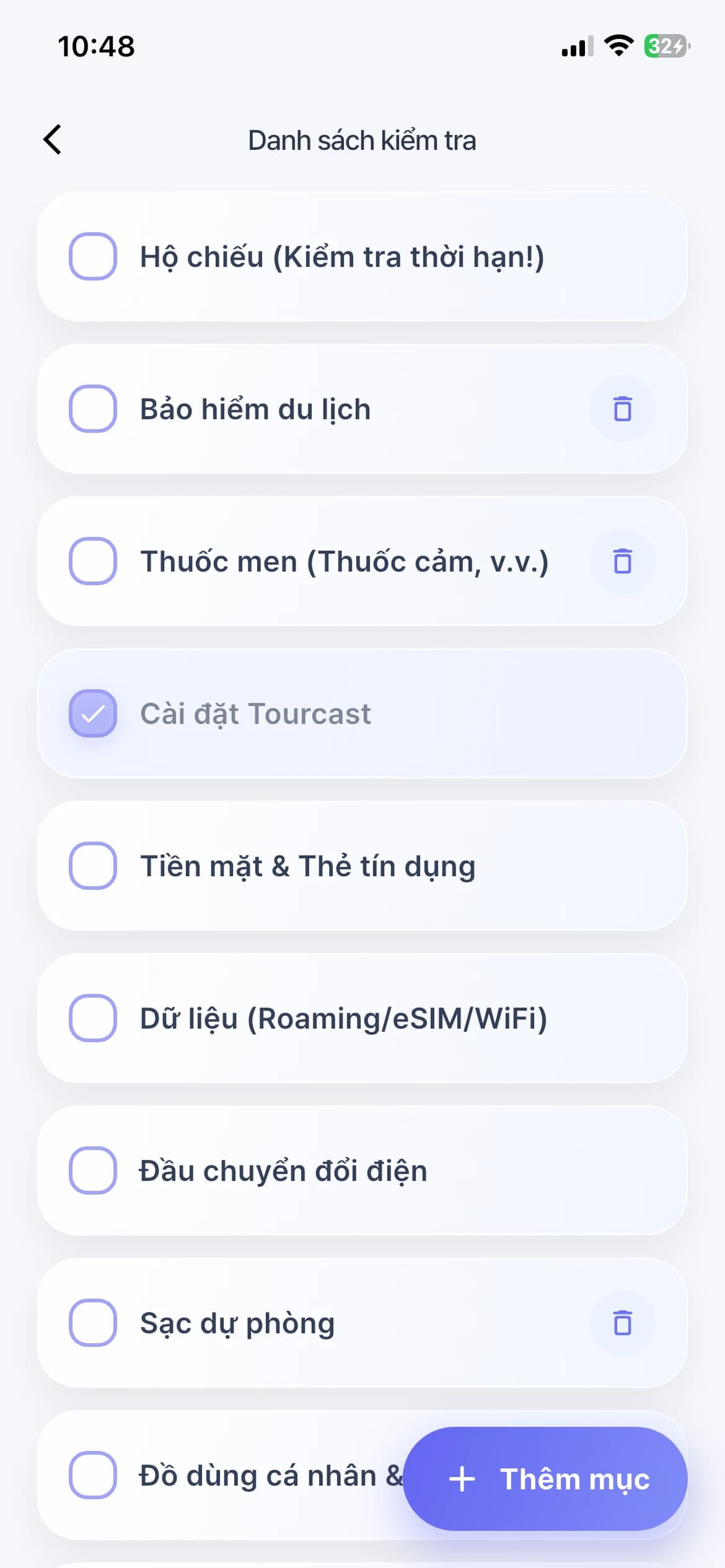 Danh sách chuẩn bị