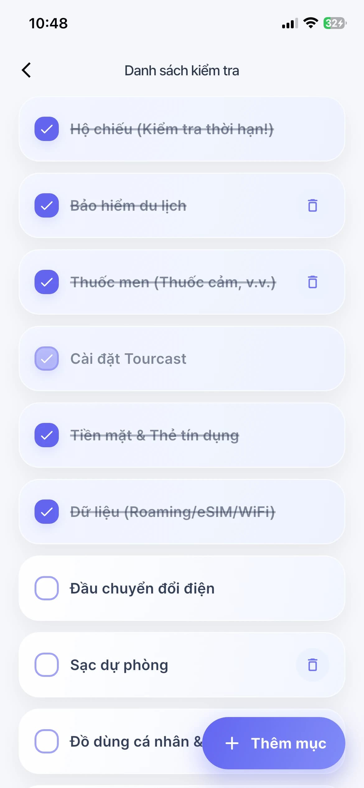 Danh sách chuẩn bị