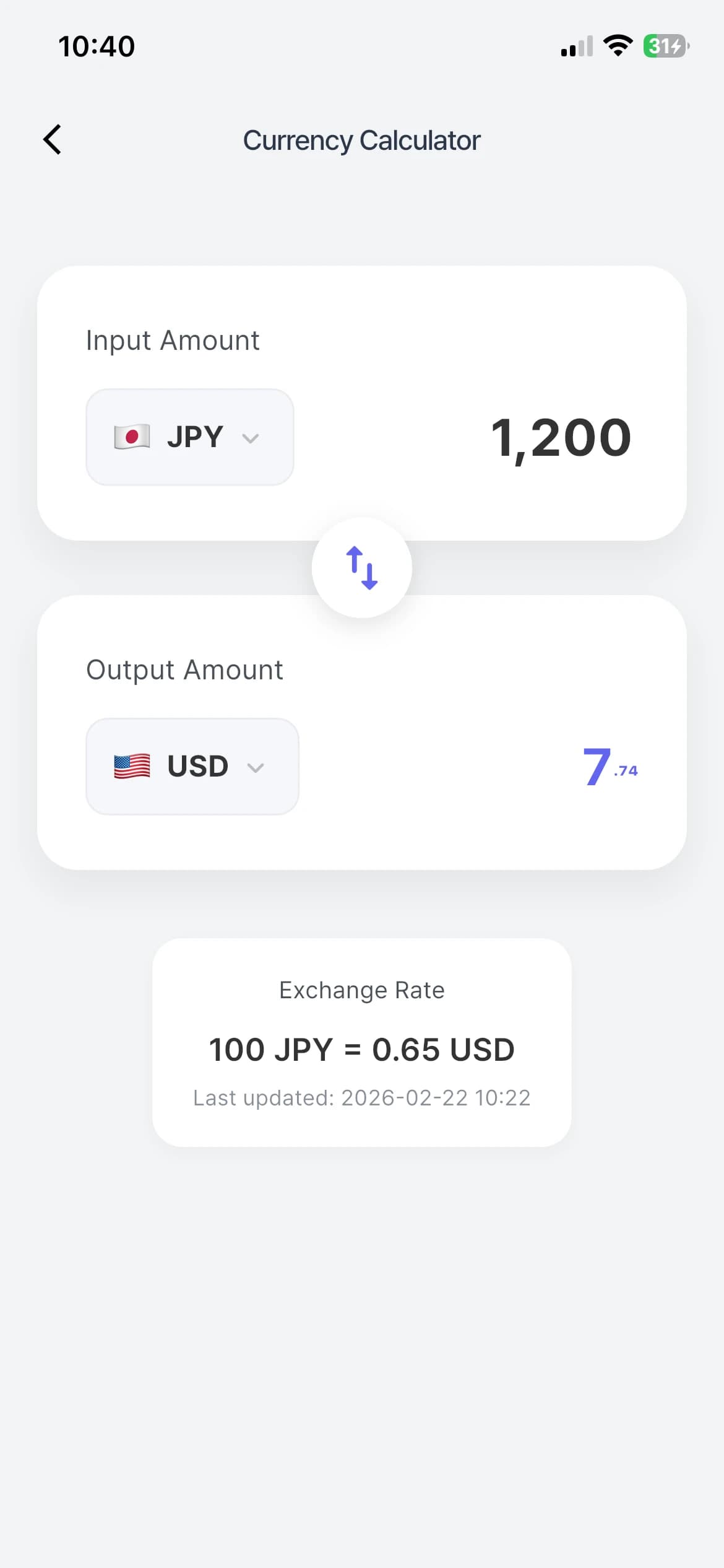 Real-time Exchange Rate